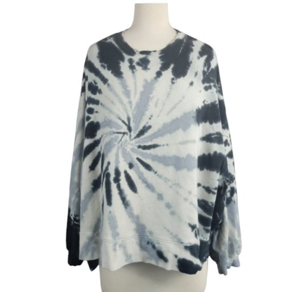 Electric & Rose Neil Sweatshirt Tie Dye Oversized Hi-Low Hem Blue Small
